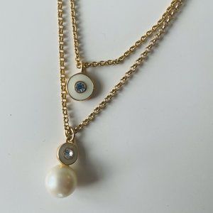 Kate Spade double chain pearl and crystal necklace